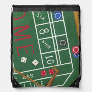 Casino Craps Table with Chips and Dice Drawstring Bag