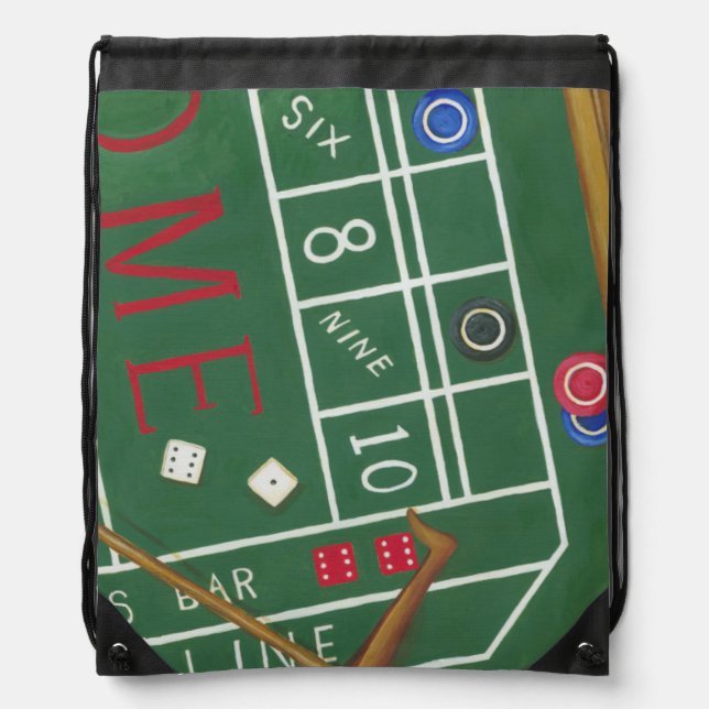 Casino Craps Table with Chips and Dice Drawstring Bag (Front)