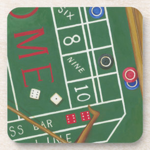 Casino Craps Table with Chips and Dice Drink Coaster