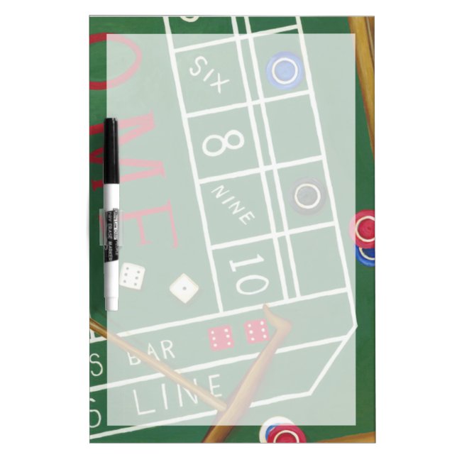 Casino Craps Table with Chips and Dice Dry-Erase Board (Front)