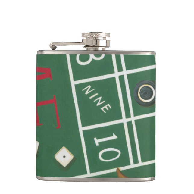 Casino Craps Table with Chips and Dice Flask (Front)