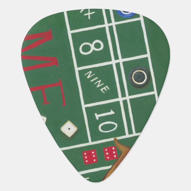 Casino Craps Table with Chips and Dice Guitar Pick (Front)