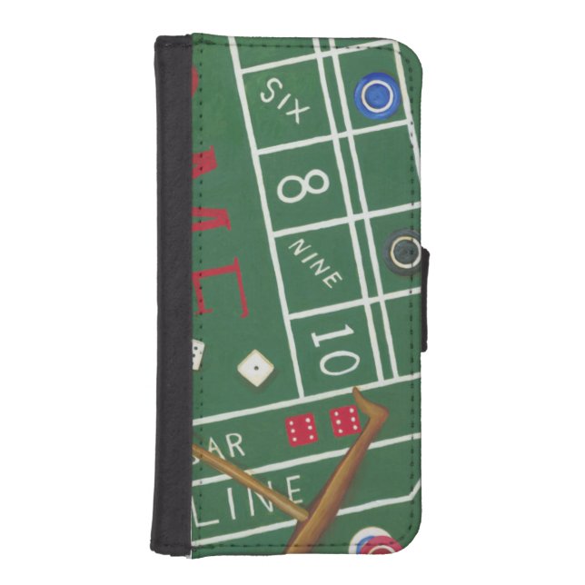 Casino Craps Table with Chips and Dice iPhone Wallet Case (Front)