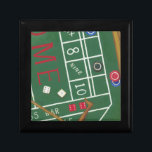 Casino Craps Table with Chips and Dice Keepsake Box<br><div class="desc">Make sure Lady Luck is on your side with this painting of a craps table by Chariklia Zarris. The dice have been thrown and are being collected,  along with any losing bets. Put this action filled print on your wall today!</div>