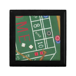 Casino Craps Table with Chips and Dice Keepsake Box