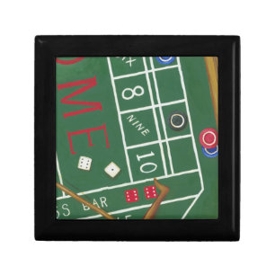 Casino Craps Table with Chips and Dice Keepsake Box