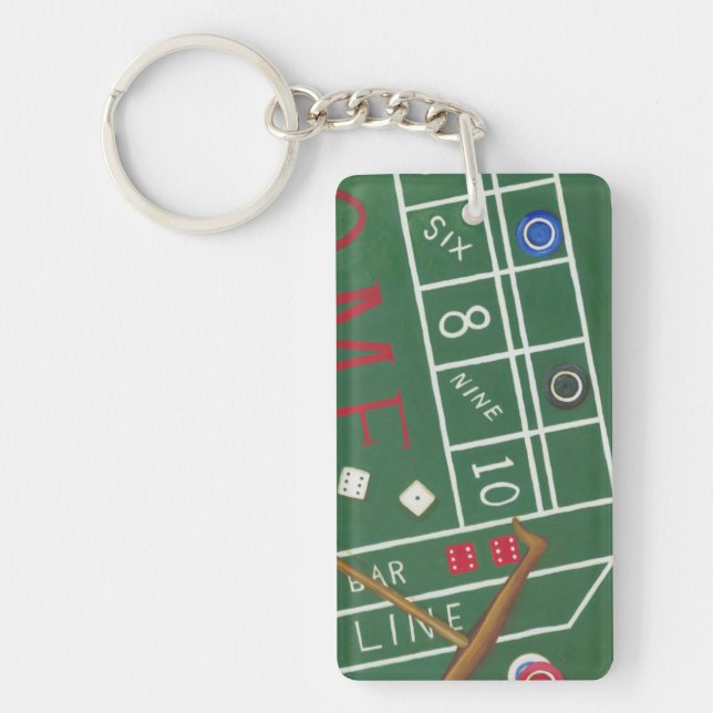 Casino Craps Table with Chips and Dice Keychain (Front)