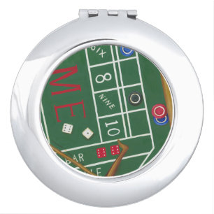 Casino Craps Table with Chips and Dice Makeup Mirror