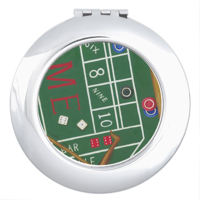 Casino Craps Table with Chips and Dice Makeup Mirror (Front)