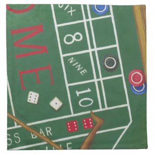 Casino Craps Table with Chips and Dice Napkin