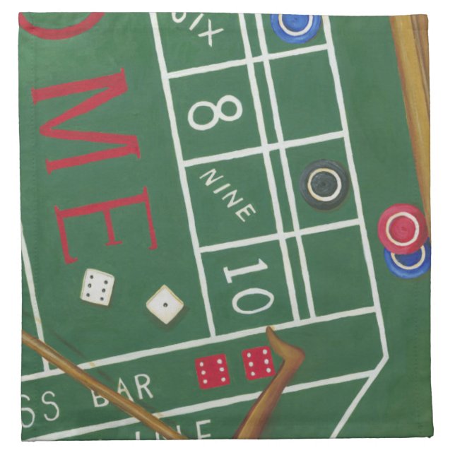 Casino Craps Table with Chips and Dice Napkin (Front)