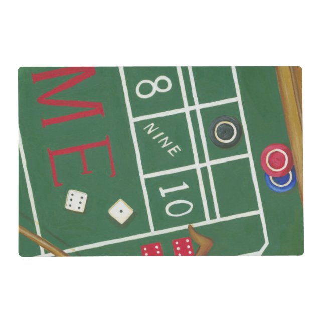 Casino Craps Table with Chips and Dice Placemat (Front)