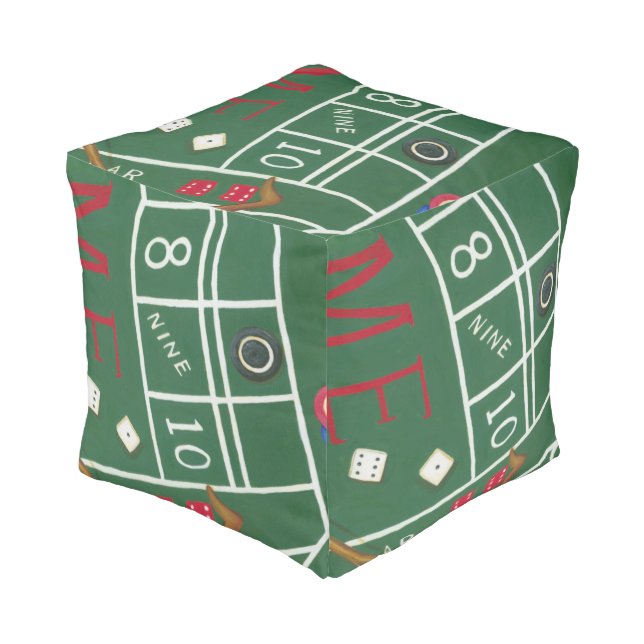 Casino Craps Table with Chips and Dice Pouf (Angled Front)