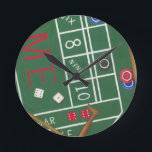 Casino Craps Table with Chips and Dice Round Clock<br><div class="desc">Make sure Lady Luck is on your side with this painting of a craps table by Chariklia Zarris. The dice have been thrown and are being collected,  along with any losing bets. Put this action filled print on your wall today!</div>
