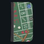 Casino Craps Table with Chips and Dice Phone Wallet<br><div class="desc">Make sure Lady Luck is on your side with this painting of a craps table by Chariklia Zarris. The dice have been thrown and are being collected,  along with any losing bets. Put this action filled print on your wall today!</div>