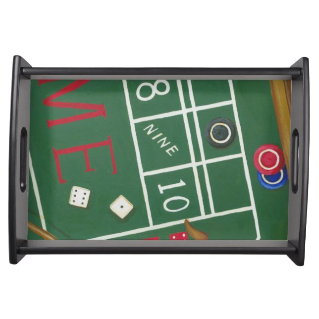 Casino Craps Table with Chips and Dice Serving Tray (Front)