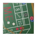 Casino Craps Table with Chips and Dice Tile<br><div class="desc">Make sure Lady Luck is on your side with this painting of a craps table by Chariklia Zarris. The dice have been thrown and are being collected,  along with any losing bets. Put this action filled print on your wall today!</div>