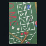 Casino Craps Table with Chips and Dice Towel<br><div class="desc">Make sure Lady Luck is on your side with this painting of a craps table by Chariklia Zarris. The dice have been thrown and are being collected,  along with any losing bets. Put this action filled print on your wall today!</div>