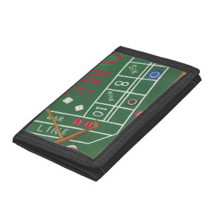 Casino Craps Table with Chips and Dice Trifold Wallet