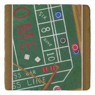 Casino Craps Table with Chips and Dice Trivet