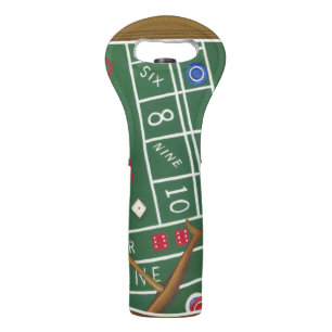 Casino Craps Table with Chips and Dice Wine Bag