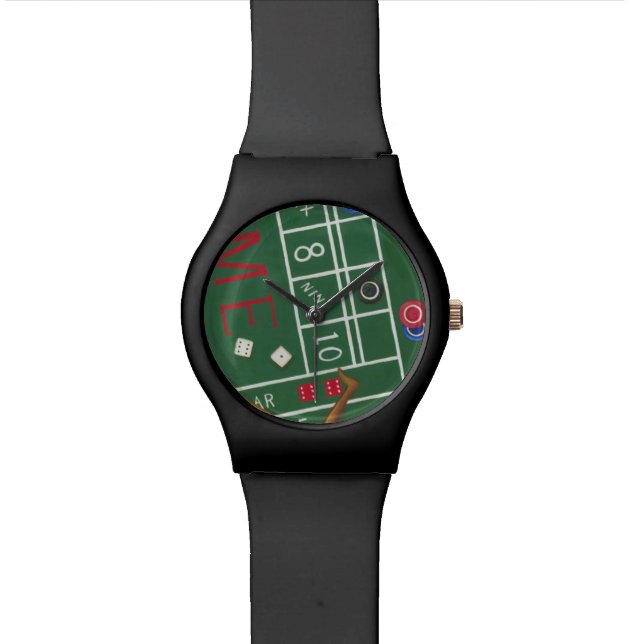 Casino Craps Table with Chips and Dice Wristwatch (Close Up)