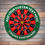 Casino Dartboard with Custom Text<br><div class="desc">Green red and black Casino Dartboard with two custom text areas.</div>