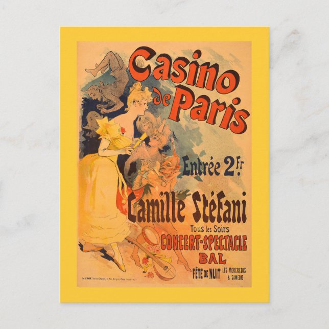 Casino de Paris Vintage Art Poster Postcard (Front)