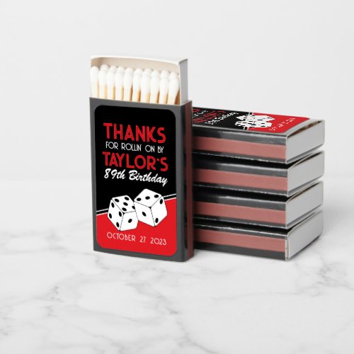 Casino Dice Birthday Party Favor Matchboxes