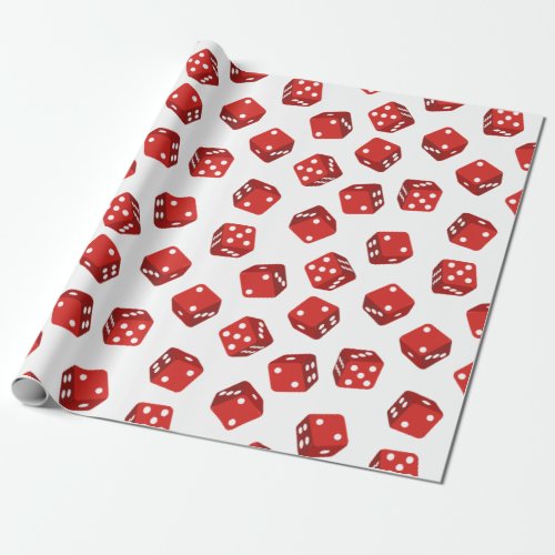 Casino Dice Red and White Wrapping Paper