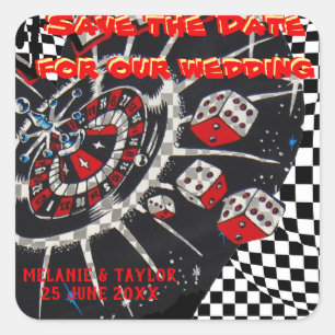 Casino Dice Save the Date Square Sticker