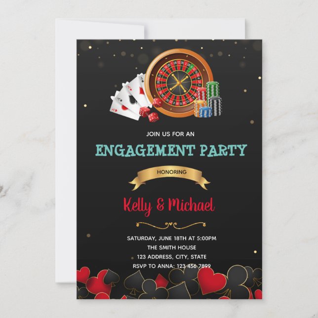 Casino engagement party  invitation (Front)
