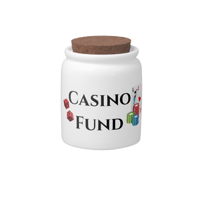 Casino Fund Gambling Dice Cards Vegas Polker Candy Jar (Front)