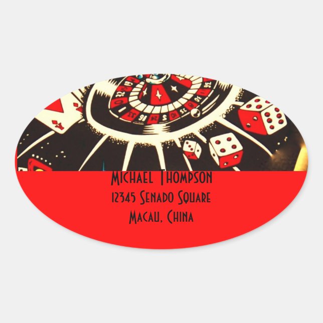 Casino Gambler Address Label in Lucky Red (Front)