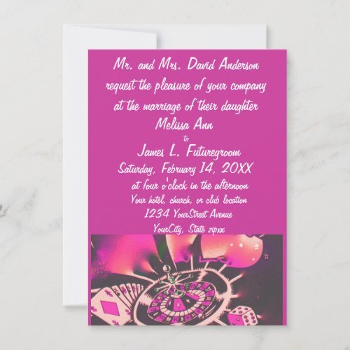 Casino Gambler Theme Wedding Invitation Pink