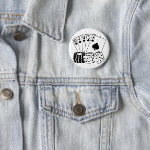 Casino Gambling Cards Dice Poker Chips Art Button