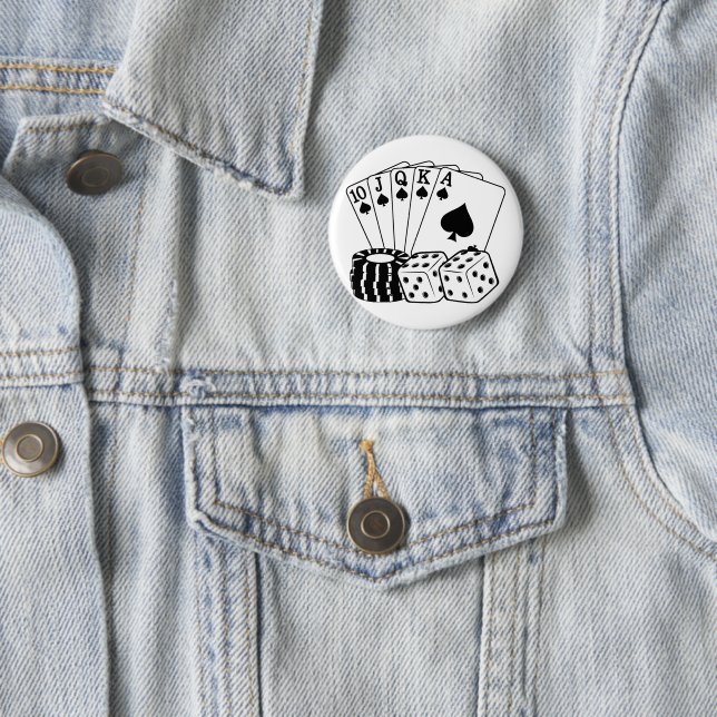 Casino Gambling Cards Dice Poker Chips Art  Button (In Situ)