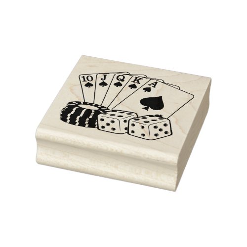 Casino Gambling Cards Dice Poker Chips Art Rubber Stamp