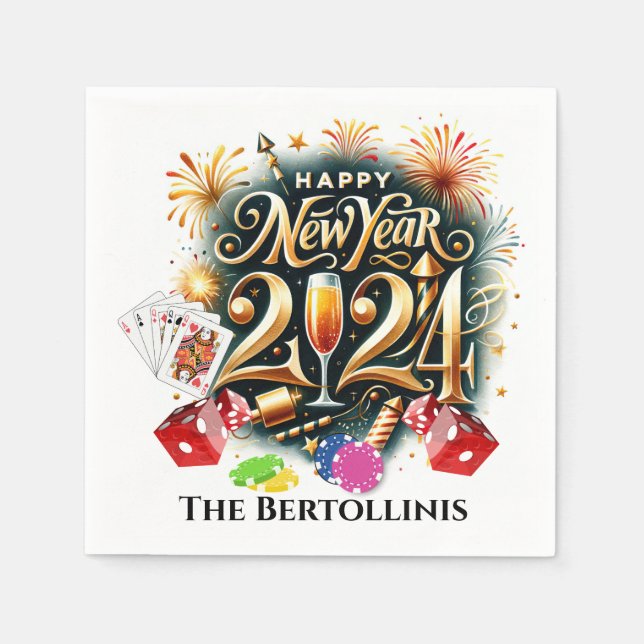 Casino Gambling Happy New Year Napkins (Front)