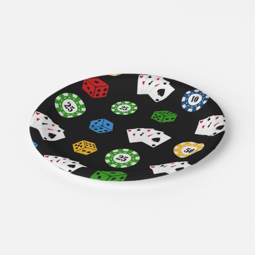 Casino gambling pattern Party paper plate