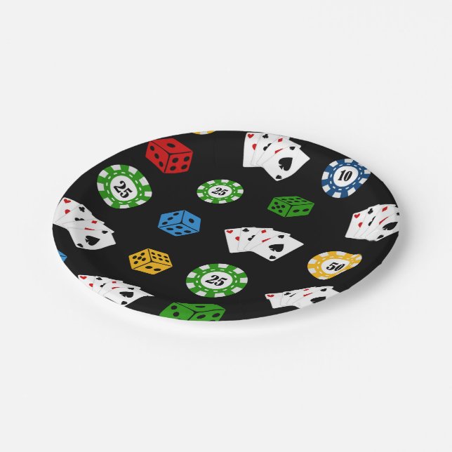 Casino gambling pattern Party paper plate (Angled)
