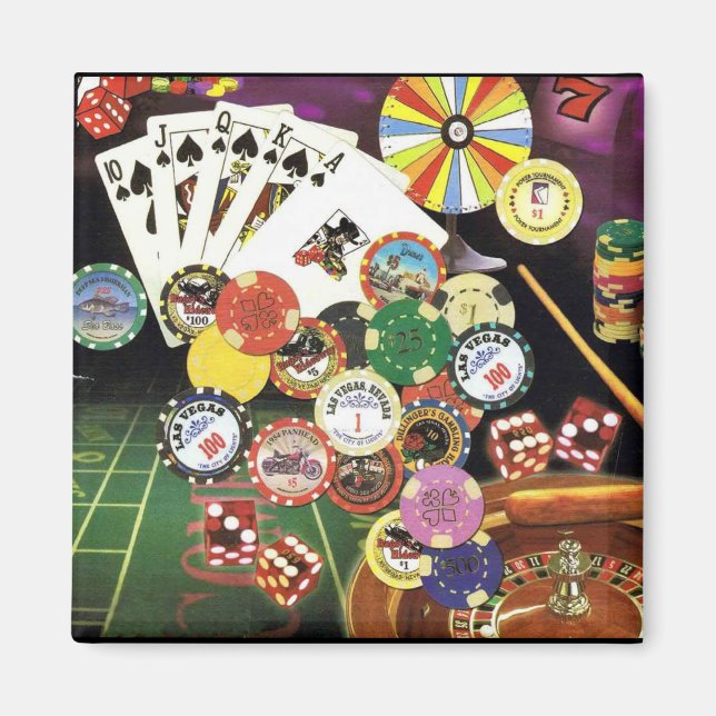 Casino Gambling - Poker, Craps, Roulette Magnet (Front)
