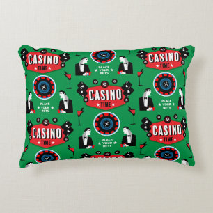 Casino Gambling Poker Roulette Accent Pillow