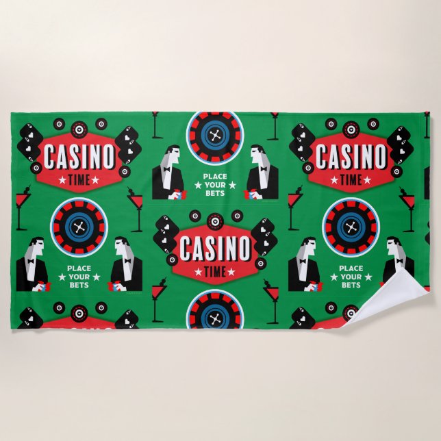 Casino Gambling Poker Roulette  Beach Towel (Front)
