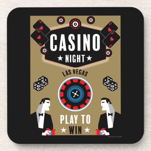 Casino Gambling Poker Roulette  Beverage Coaster