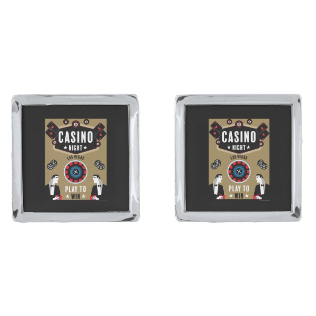Casino Gambling Poker Roulette  Cufflinks (Front)