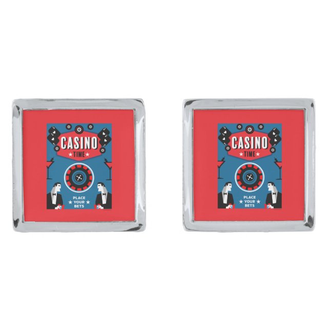 Casino Gambling Poker Roulette  Cufflinks (Front)