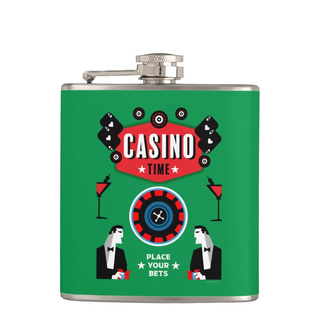 Casino Gambling Poker Roulette  Flask (Front)
