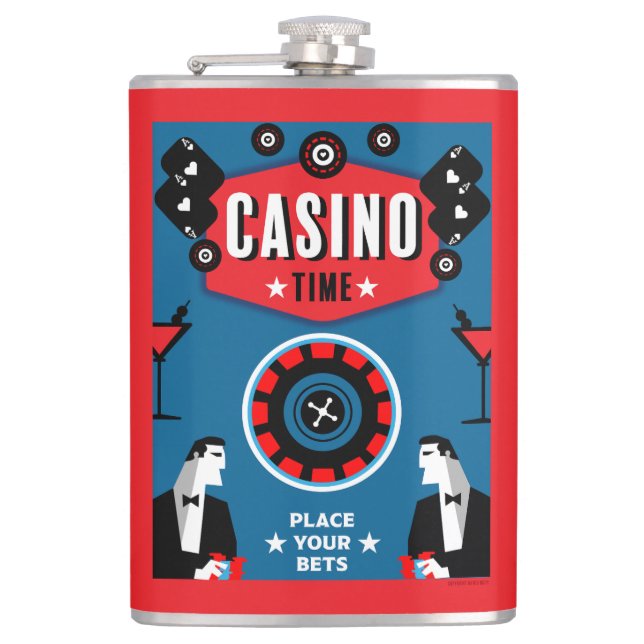 Casino Gambling Poker Roulette  Flask (Front)
