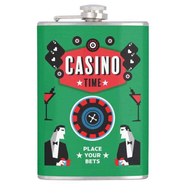 Casino Gambling Poker Roulette  Flask (Front)